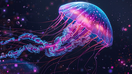 neon jellyfish, glowing jellyfish, luminescent jellyfish, bioluminescent jellyfish, fluorescent jellyfish, vibrant jellyfish, electric jellyfish, neon marine life, radiant jellyfish, neon sea creature