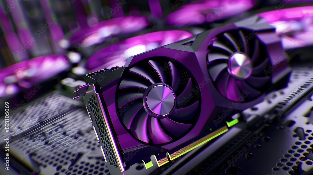 Poster powerful gaming graphics processing unit with radiant illumination