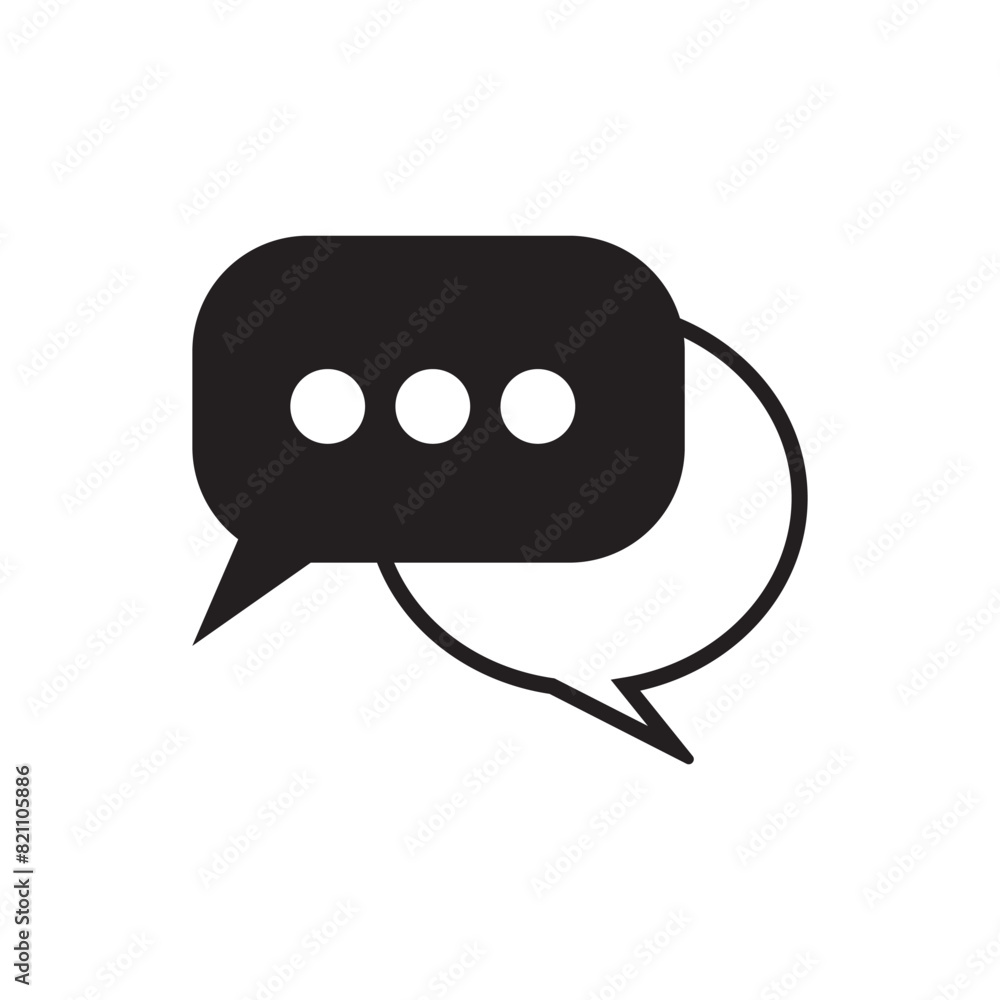 Poster chatting or messaging bubbles with dots flat icon apps and websites