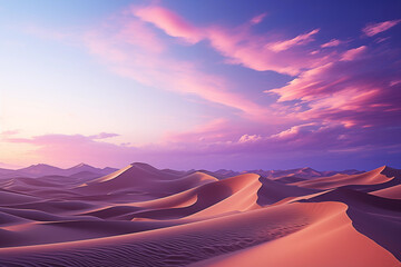 A Desert Landscape with Smooth Sand Dunes at Twilight