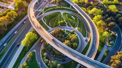 a plaza at the foot of a mountain, with vehicles queued up at toll booths, offering a dynamic aerial perspective.