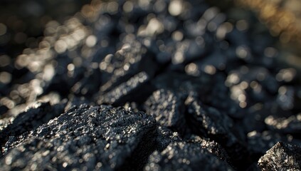 Close-Up of Black Coal Rocks