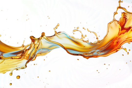 liquid splashes in the air, blending with abstract shapes