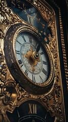 Obraz premium Close close-up of clock face