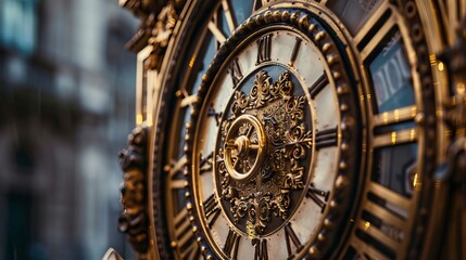 Obraz premium Close close-up of clock face