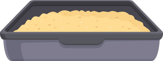 Illustration of raw dough in a rectangular baking tray, ready to be baked