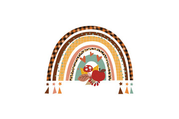 Fall boho Rainbow PNG Sublimation Design