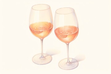 Two glasses of rose wine on a white background.
