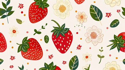cute strawberry and flower illustrations design for baby room decor and nursery decoration strawberry illustrations for nursery decor.
