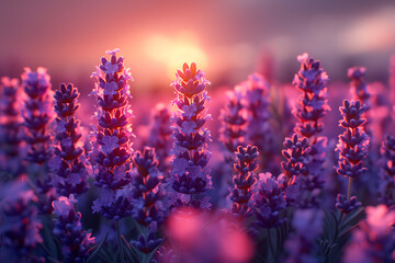 Fototapeta premium A stunning view of lavender fields filled with vibrant blooms, creating a mesmerizing and beautiful wallpaper for any digital screen