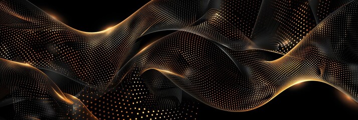 Abstract background element. Fractal graphics series. Three-dimensional composition of glowing lines and mosaic halftone effects. Golden colors. High quality photo