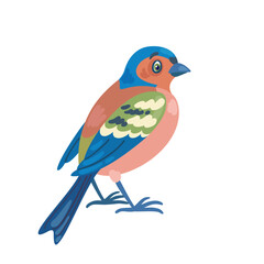 Little finch bird. Isolated on white background. Vector flat illustration.
