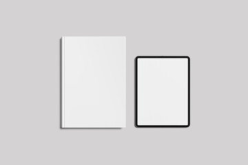 blank books with tablet
