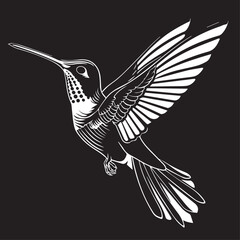 Hummingbird in cartoon, doodle style . Image for t-shirt, web, mobile apps and ui. Isolated 2d vector illustration in logo, icon, sketch style, Eps 10, black and white. AI Generative