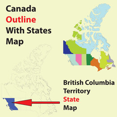 british columbia, state, map, outline, canada  ,vector, canada state map outline, vector, graphics, eps, administrative map of Canada, North American Countries Map. The main boundary map of Canada,