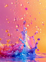 Colorful paint splashes and droplets in an abstract composition.