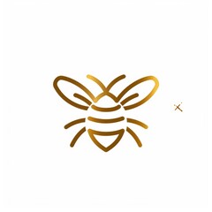 A simple yet artistic representation of a bee as a stylized logo on a clean white background