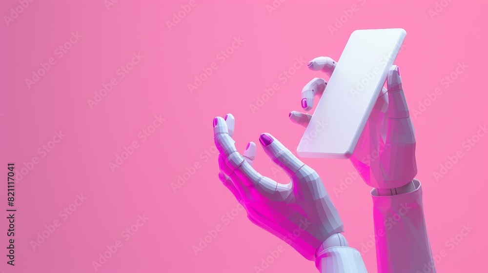Poster a 3d render of a mannequin holding a smart phone gadget, an electronic device concept, isolated on a