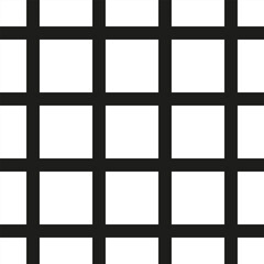 Black white background of squares and intersecting stripes and lines. Checkered striped seamless repeat pattern.