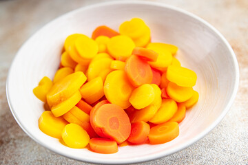 carrot slice colorful vegetable carrots cut into rings carrot salad fresh cooking appetizer meal food snack on the table copy space food background rustic top view keto or paleo diet vegetarian vegan 