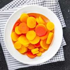 carrot slice colorful vegetable carrots cut into rings carrot salad fresh cooking appetizer meal food snack on the table copy space food background rustic top view keto or paleo diet vegetarian vegan 