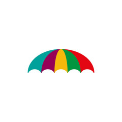 Colorful striped umbrella with different colors. Vector illustration on a white background.