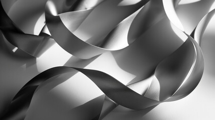 Generate a macro image of folded ribbons casting dramatic shadows.