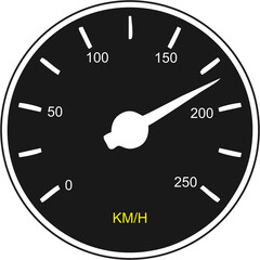 Speedometer and Car dashboard details. Car mileage, measuring kilometers per hour. Circle speed control, accelerating dashboard of autos in high quality. 