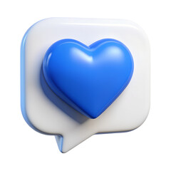 3D social media online platform concept, blue heart 3d icon