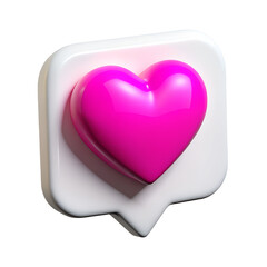 3D social media online platform concept, pink heart, 3d icon