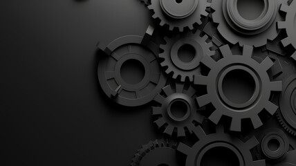 Abstract techno gear background with geometric colorful gear wheels. Space for gear text. Vector gears modern mechanism industrial . Technology gears