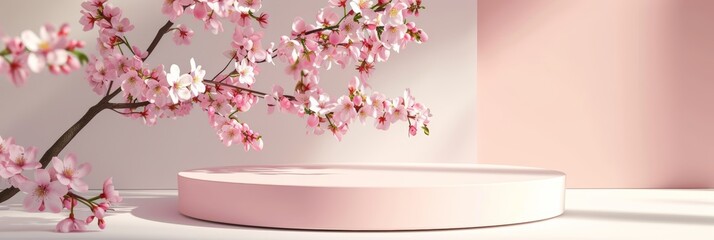 Spring Floral Display Stand Background Scene Generative AI
