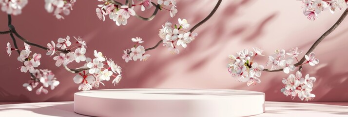 Spring Floral Display Stand Background Scene Generative AI