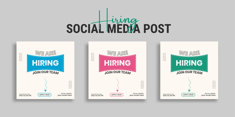 We are hiring job vacancy social media post or square web banner template vector design	