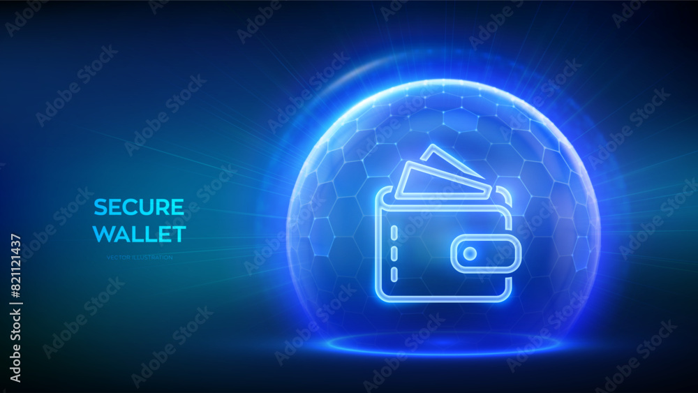 Poster secure digital wallet. online banking. safety payments. secure transactions. personal financial data