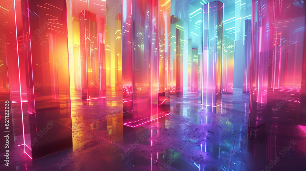 Aufkleber dazzling abstract background with glowing lines and colorful waves