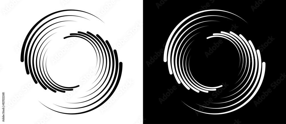 Poster abstract background with lines in circle. art design spiral as logo or icon. a black figure on a whi