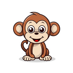 Obraz premium A cute cartoon monkey on a white background. A big smile on its face. 