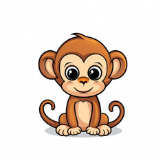 Obraz premium A cute cartoon monkey on a white background. A big smile on its face. 