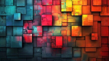 Colorful geometric square mosaic with abstract patterns and background