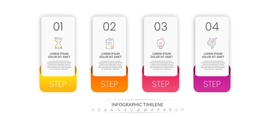 Obraz premium Four steps vector rectangle infographics. Business illustration with abstract background. Used for for diagram, flowchart, banner, presentations, web, content, levels, chart, graphic