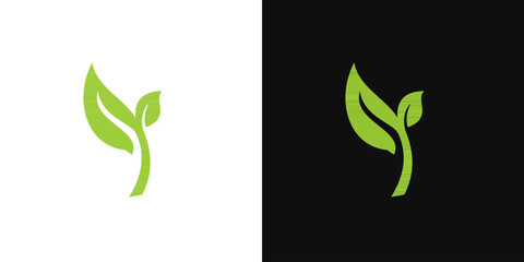 Leaf icon eco organic green logo vector illustration