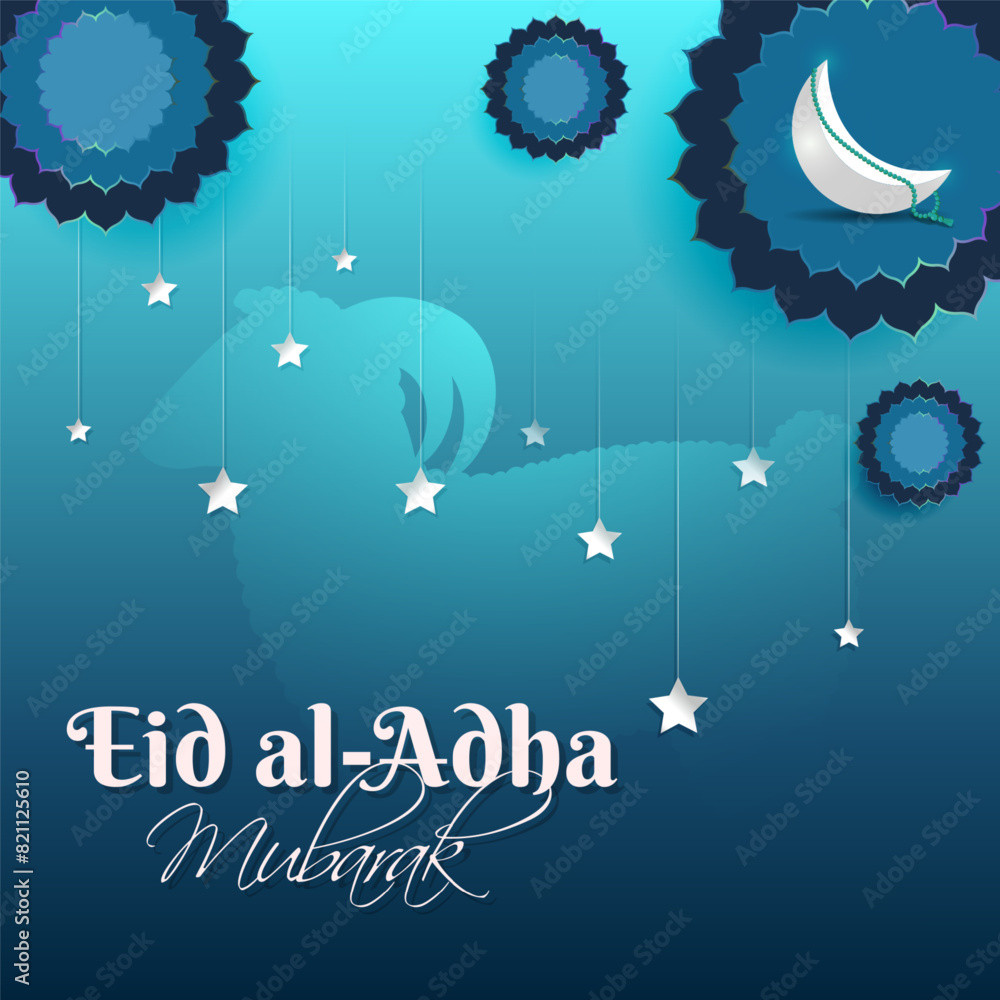 Wall mural Vector illustration of Eid al Adha social media feed template