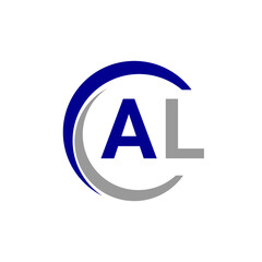 a letter is on a white background with a blue circle around it. Creative AL letter logo.