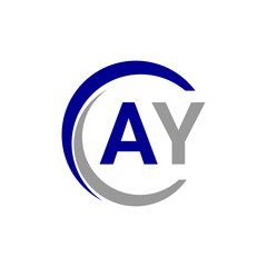 AY letter logo blue and gray color Web
