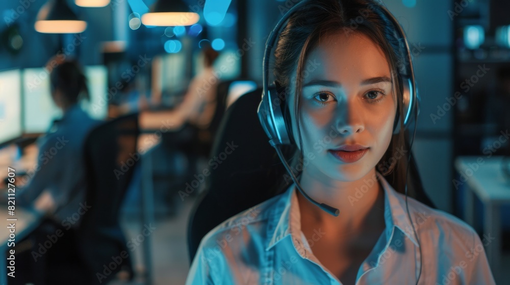 Aufkleber she supervises her customer service operators' work while walking by their desks. diverse and motiva