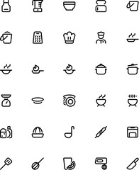 Icon set of kitchen and utensil symbols. Use for apps, websites, posters, infographic designs