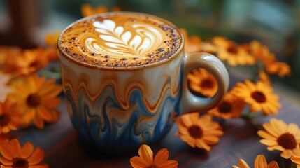 Spilled Secrets of Latte Art: Vibrant Close-Up Shots Revealing Intricate Designs and High Detail in Coffee Cups