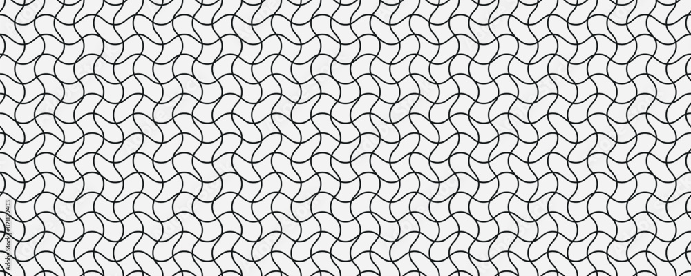 Aufkleber Vector seamless pattern. Modern stylish texture. Monochrome geometrical pattern. Repeated monochrome pattern with interlaced lines