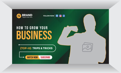 Grow Your Business Attractive corporate real-estate business YouTube thumbnail template design